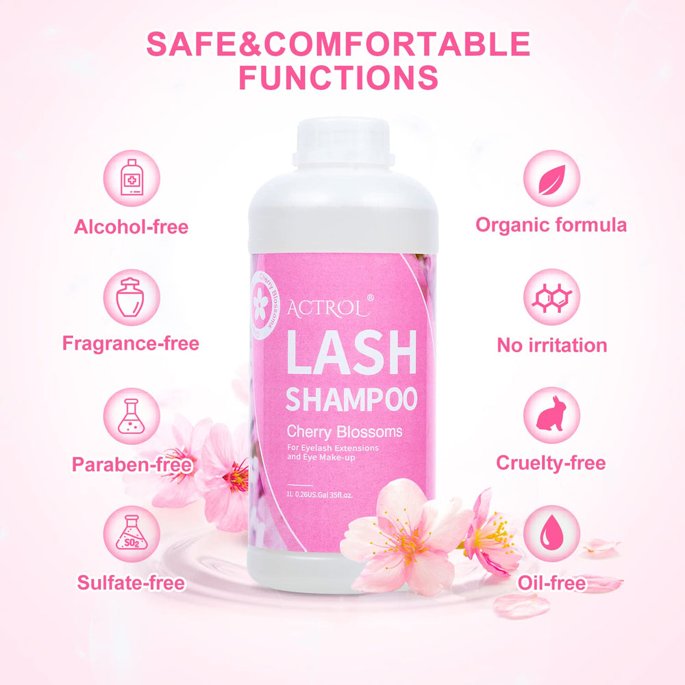 ACTROL Eyelash Extension Cleanser ingredients label highlighting safe formula