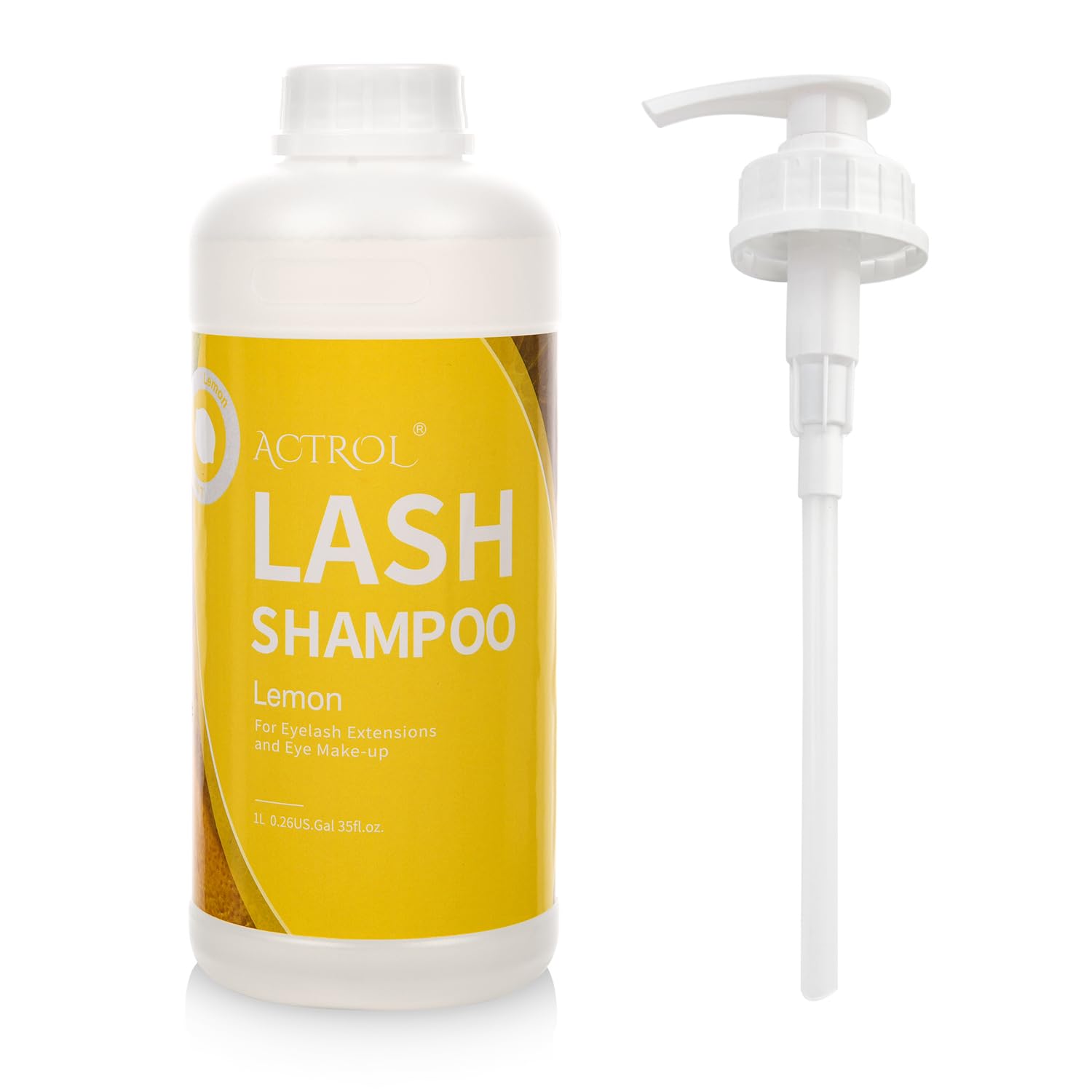 ACTROL eyelash cleanser bottle with lemon label for professional lash care.