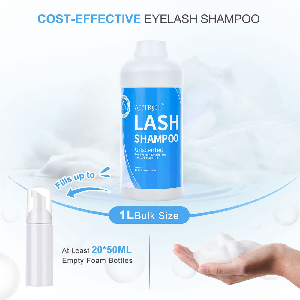 ACTROL eyelash cleanser replaceable pump head enables easy, mess-free refills and consistent foam.