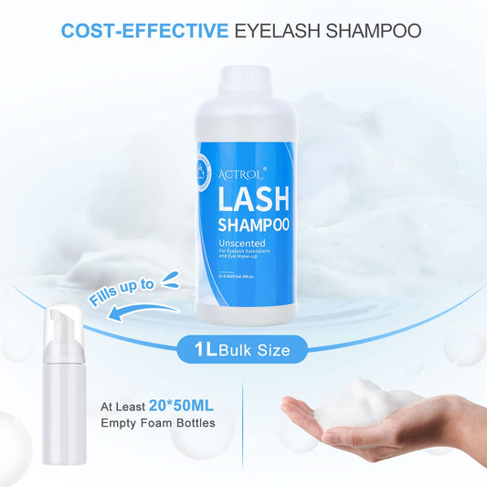 ACTROL eyelash cleanser replaceable pump head enables easy, mess-free refills and consistent foam.