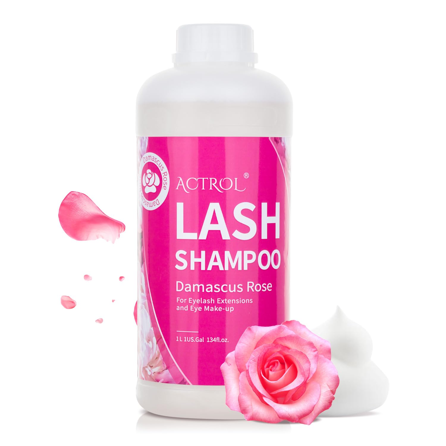 ACTROL eyelash cleanser rose 1L bottle for professional use and everyday care.