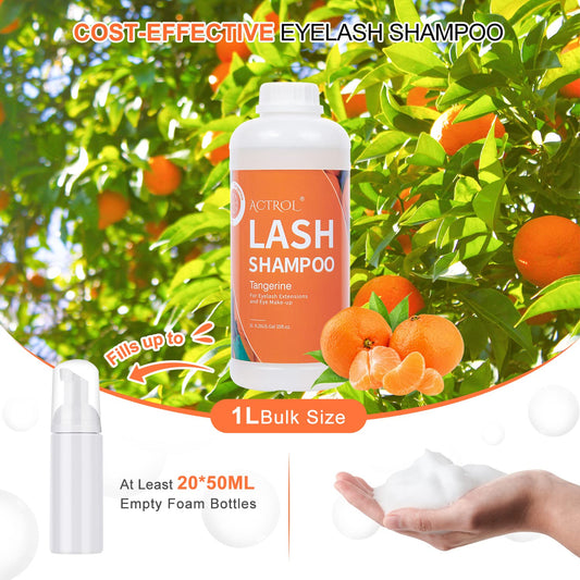 ACTROL eyelash cleanser Tangerines 1L pump-head: precise, mess-free application in salons.