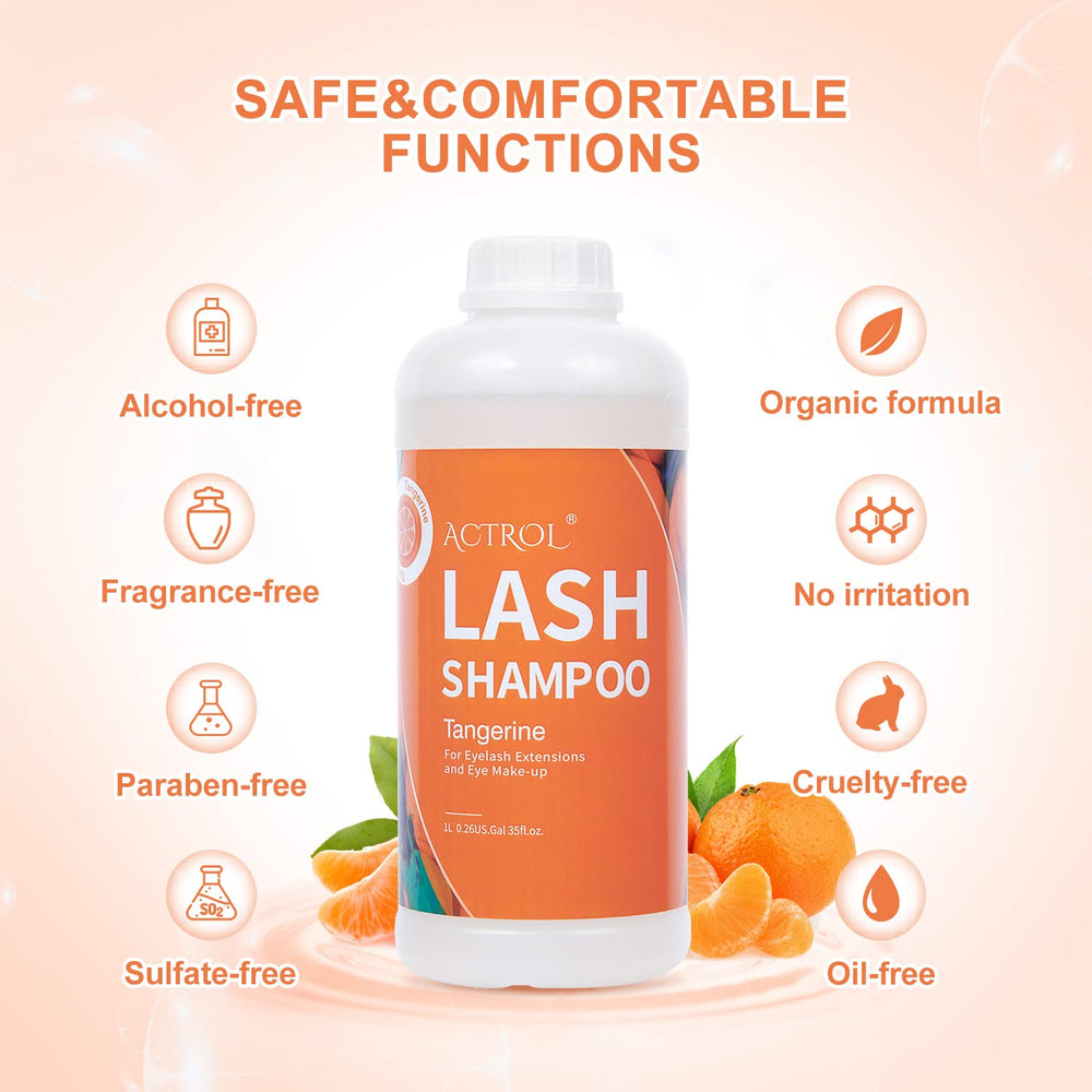 ACTROL eyelash cleanser Tangerines 1L bottle: ideal for professional salon routines.