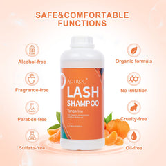 ACTROL eyelash cleanser Tangerines 1L bottle: ideal for professional salon routines.