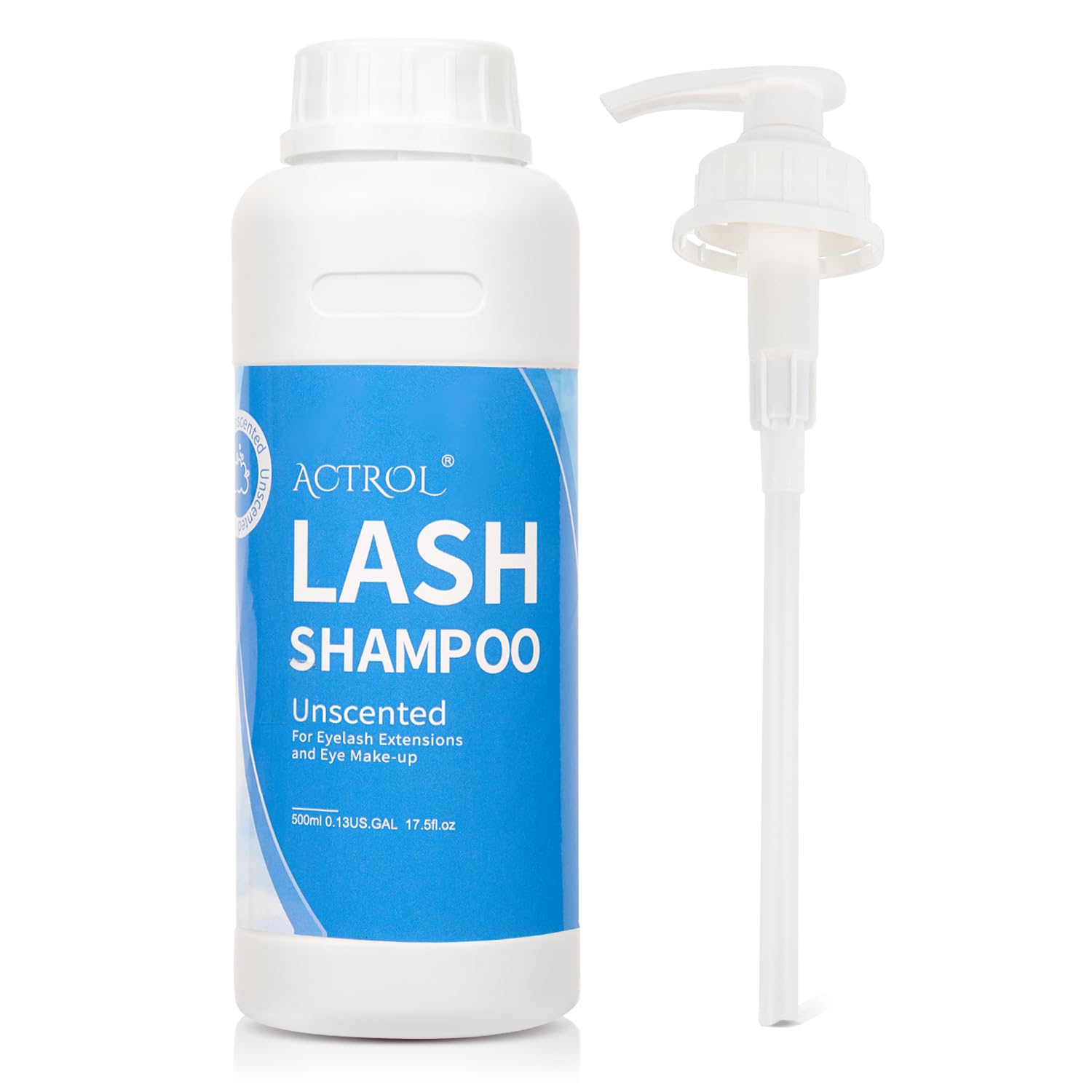 ACTROL Eyelash Shampoo bottle with pump for easy dispensing