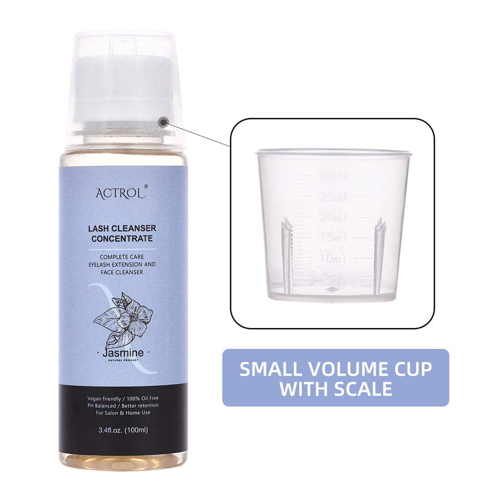 ACTROL lash shampoo foaming texture highlighting gentle cleansing for extensions.