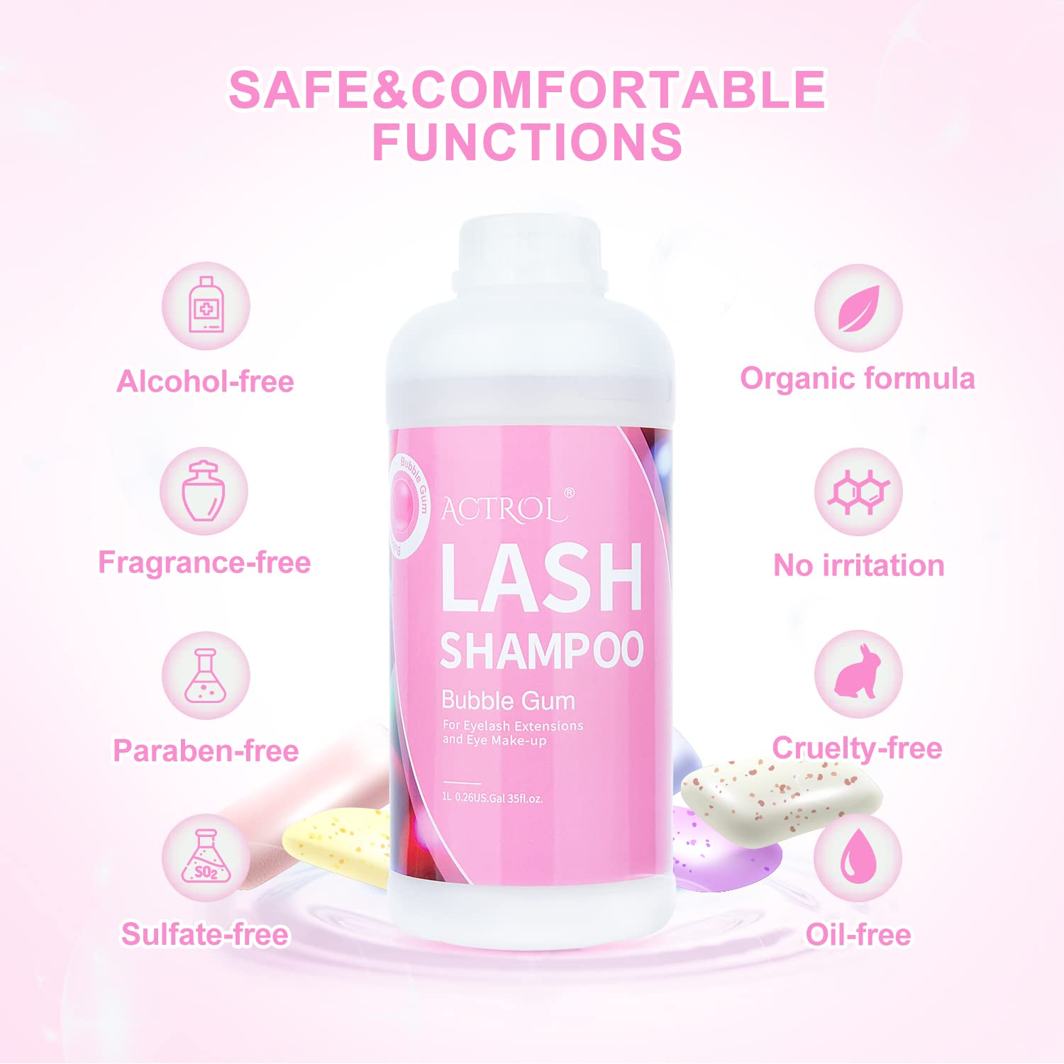 ACTROL natural ingredients unscented hydrosol base supports gentle cleansing.