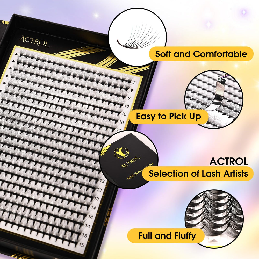 ACTROL premade fans tray 8-15mm mixed length illustrating versatility for volume.