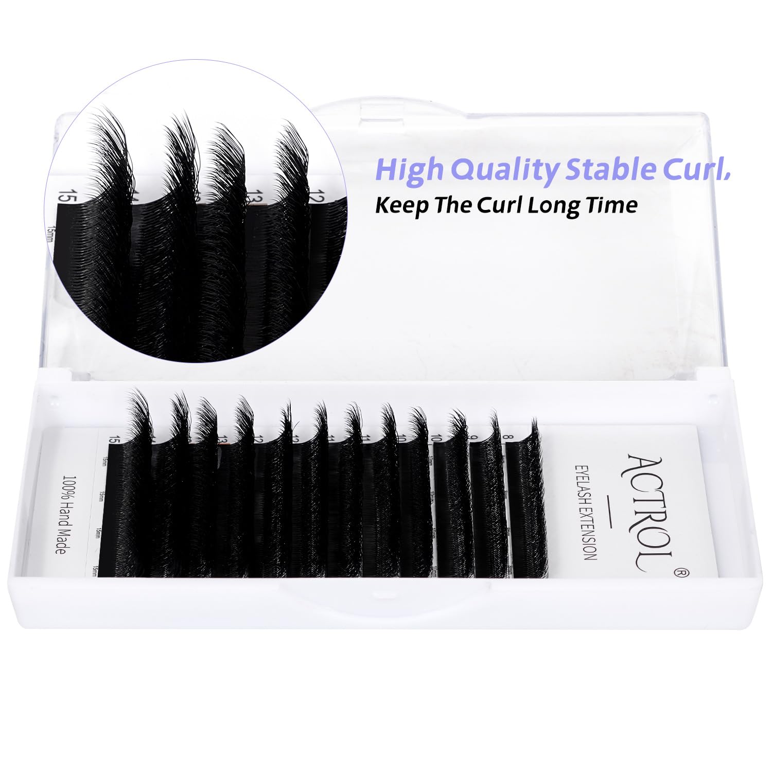 ACTROL W 6D lashes close-up demonstrating easy fan formation