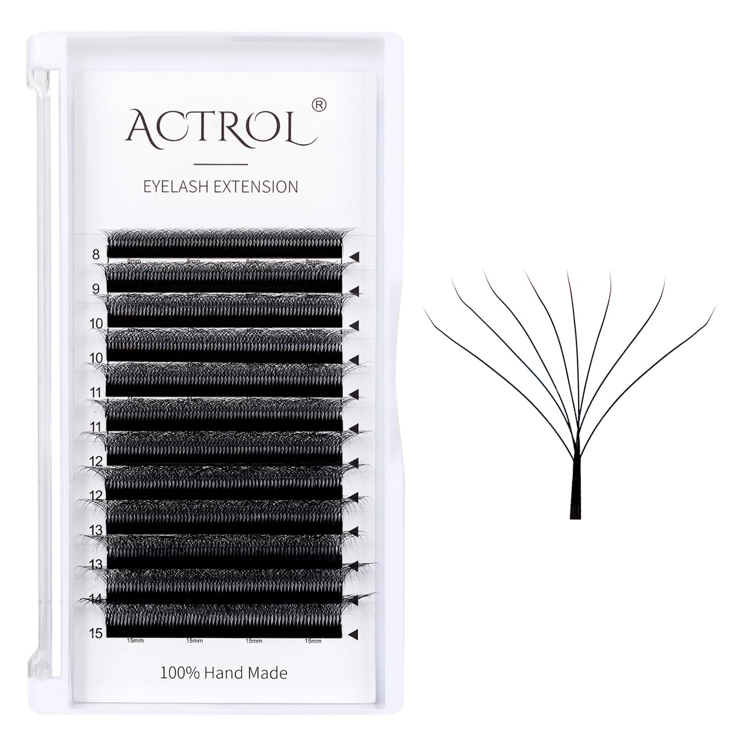 ACTROL W eyelash extensions 8D volume with 0.07D curl for 8–15 mm lashes