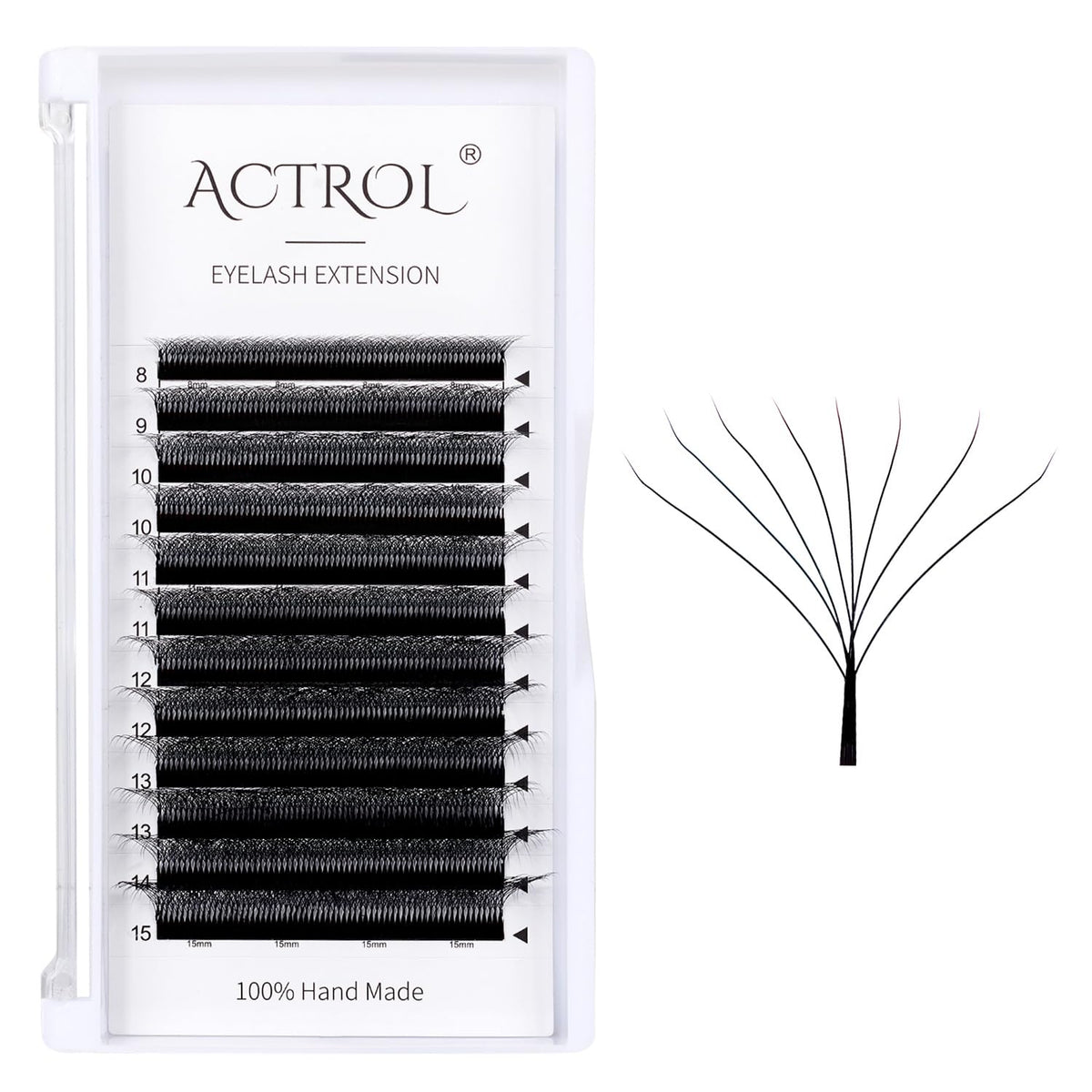 ACTROL W eyelash extensions 8D volume with 0.07D curl for 8–15 mm lashes
