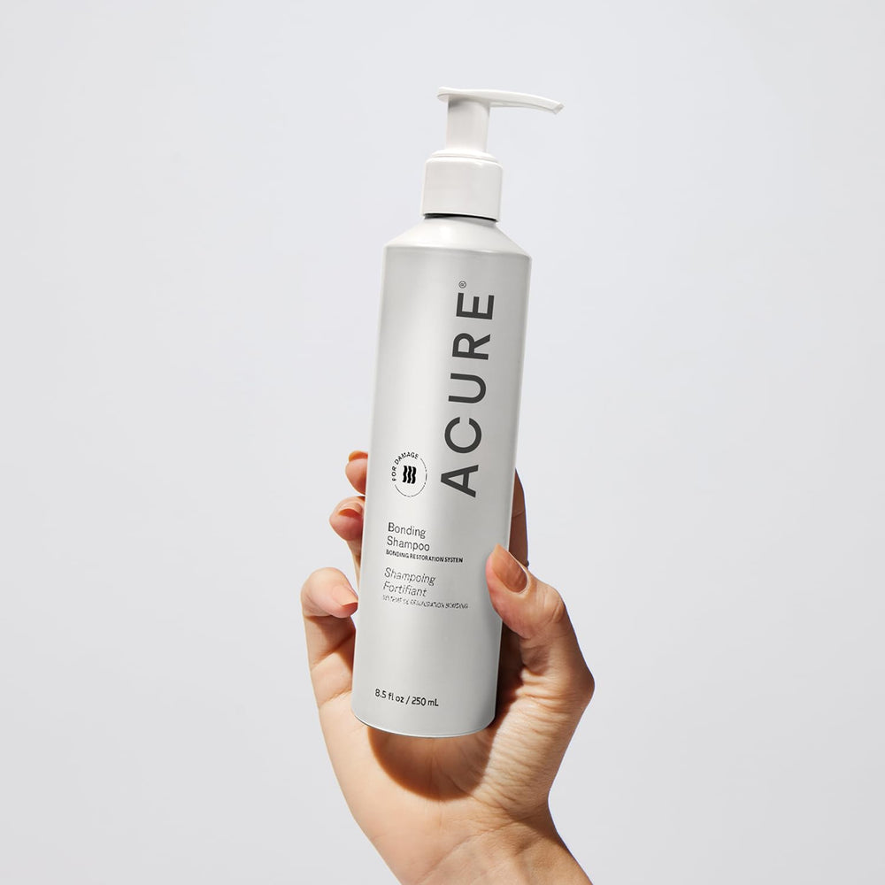 Acure Bonding Shampoo rinse action implies clean hair foundation.