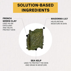 French green clay component in Acure Brightening Facial Scrub for gentle detox