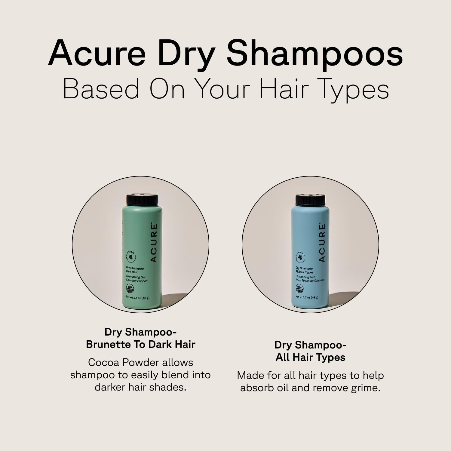 Acure Dry Shampoo with cocoa and rosemary boosts color-friendly refreshment for brunette shades.