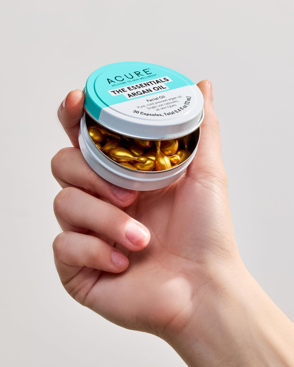Argan oil capsules twist-open packaging promotes mess-free travel rituals