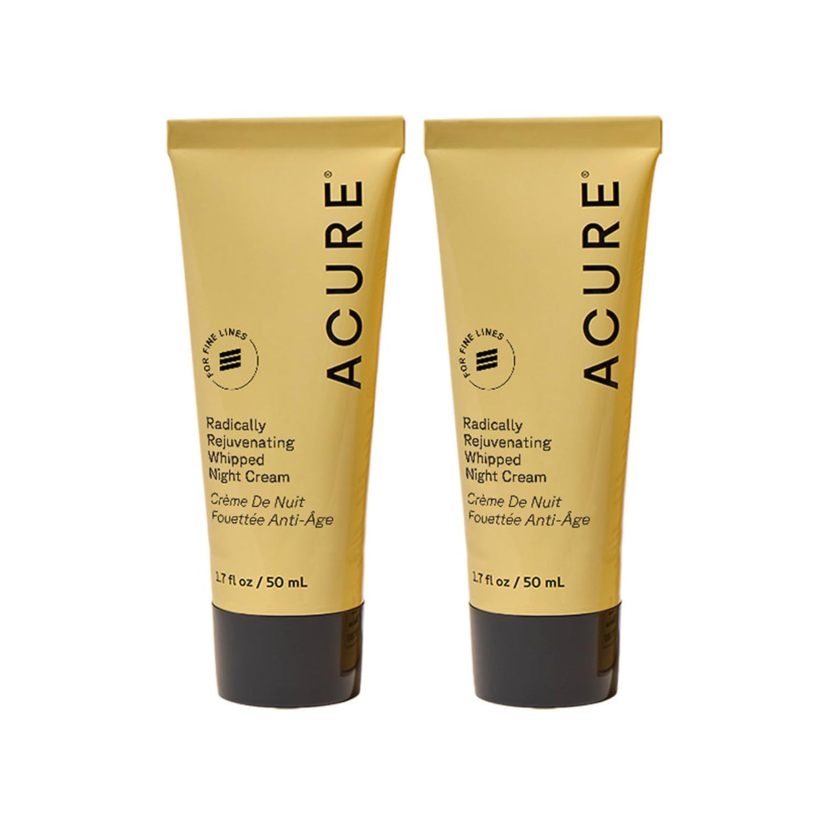 Acure Radically Rejuvenating Whipped Night Cream jar closeup for overnight hydration.