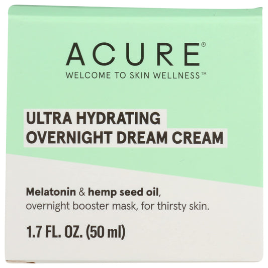 Acure Ultra Hydrating Overnight Dream Facial Cream jar for overnight hydration and vegan skincare