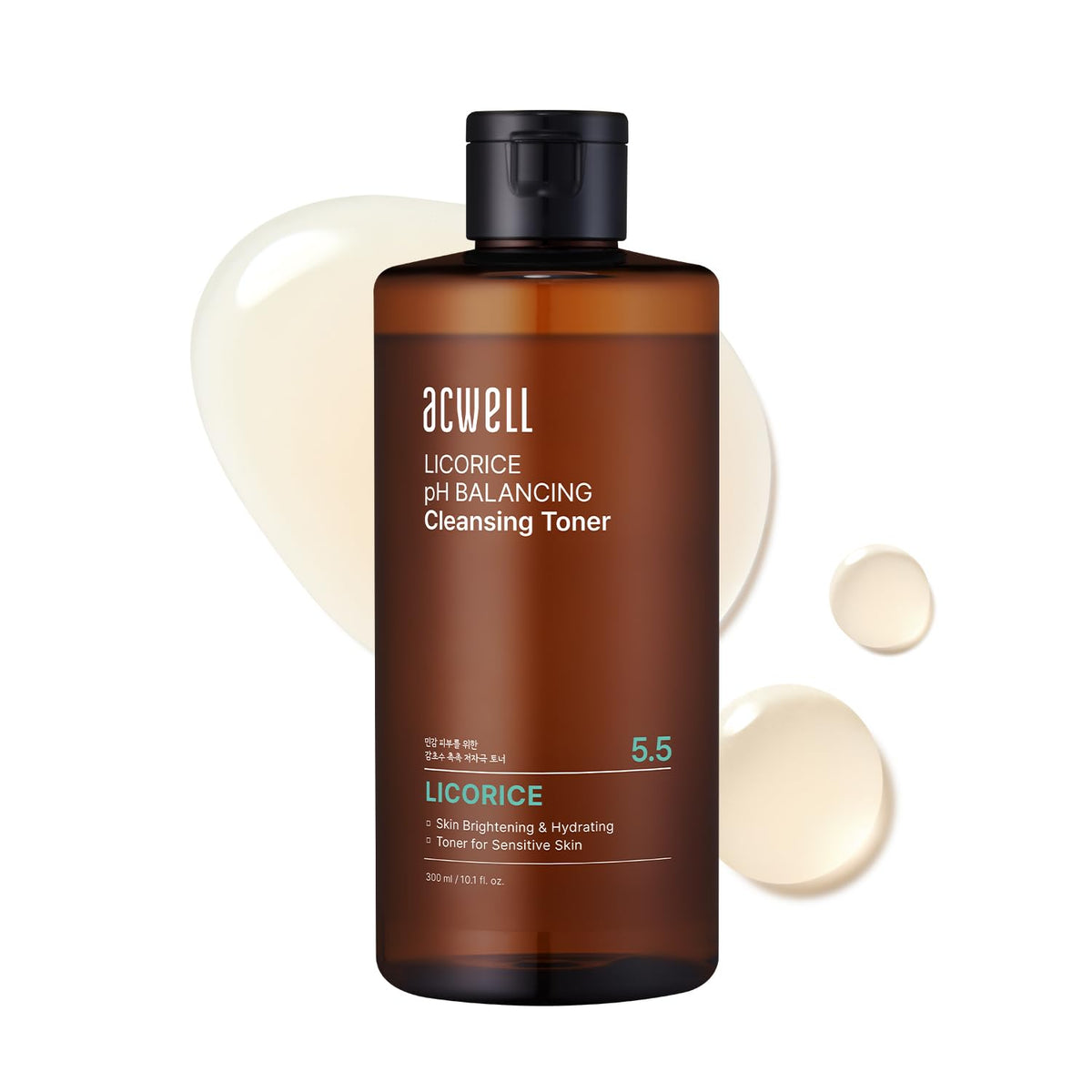 ACWELL Licorice pH Balancing Toner bottle close-up showing sleek packaging for balanced skin
