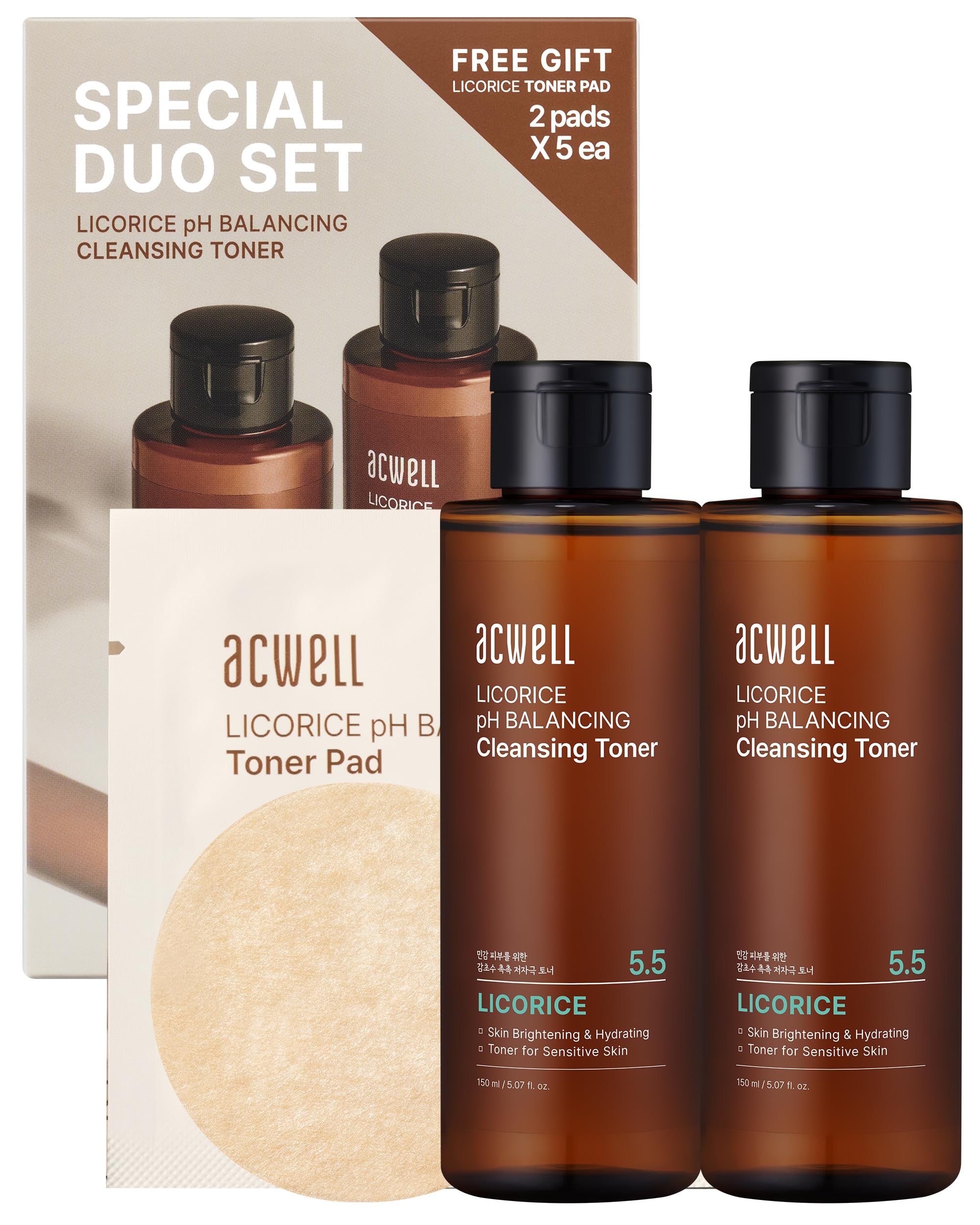 ACWELL Licorice Toner bottle close-up for gentle cleansing and pH balance.