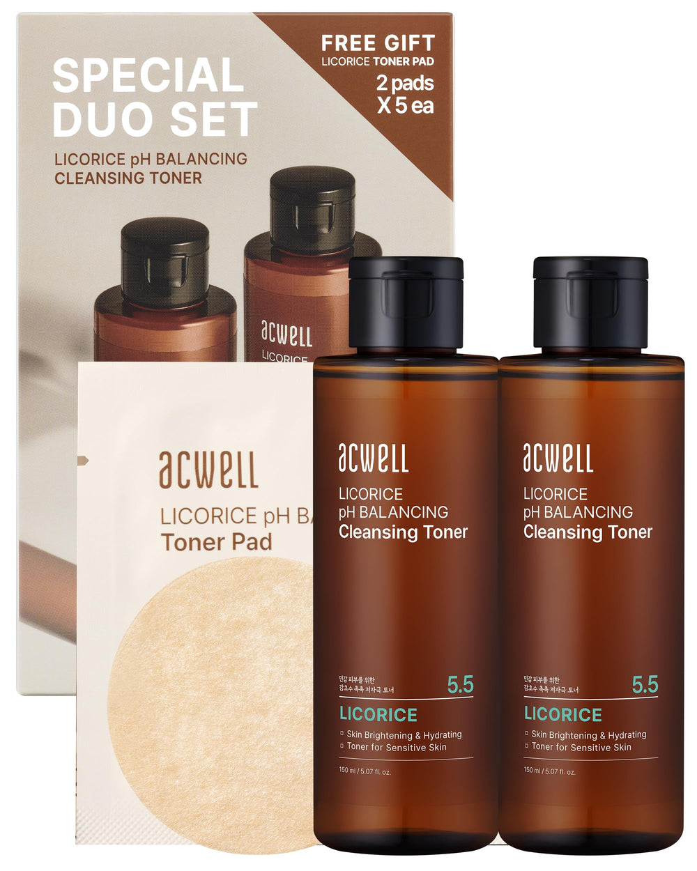 ACWELL Licorice Toner bottle close-up for gentle cleansing and pH balance.