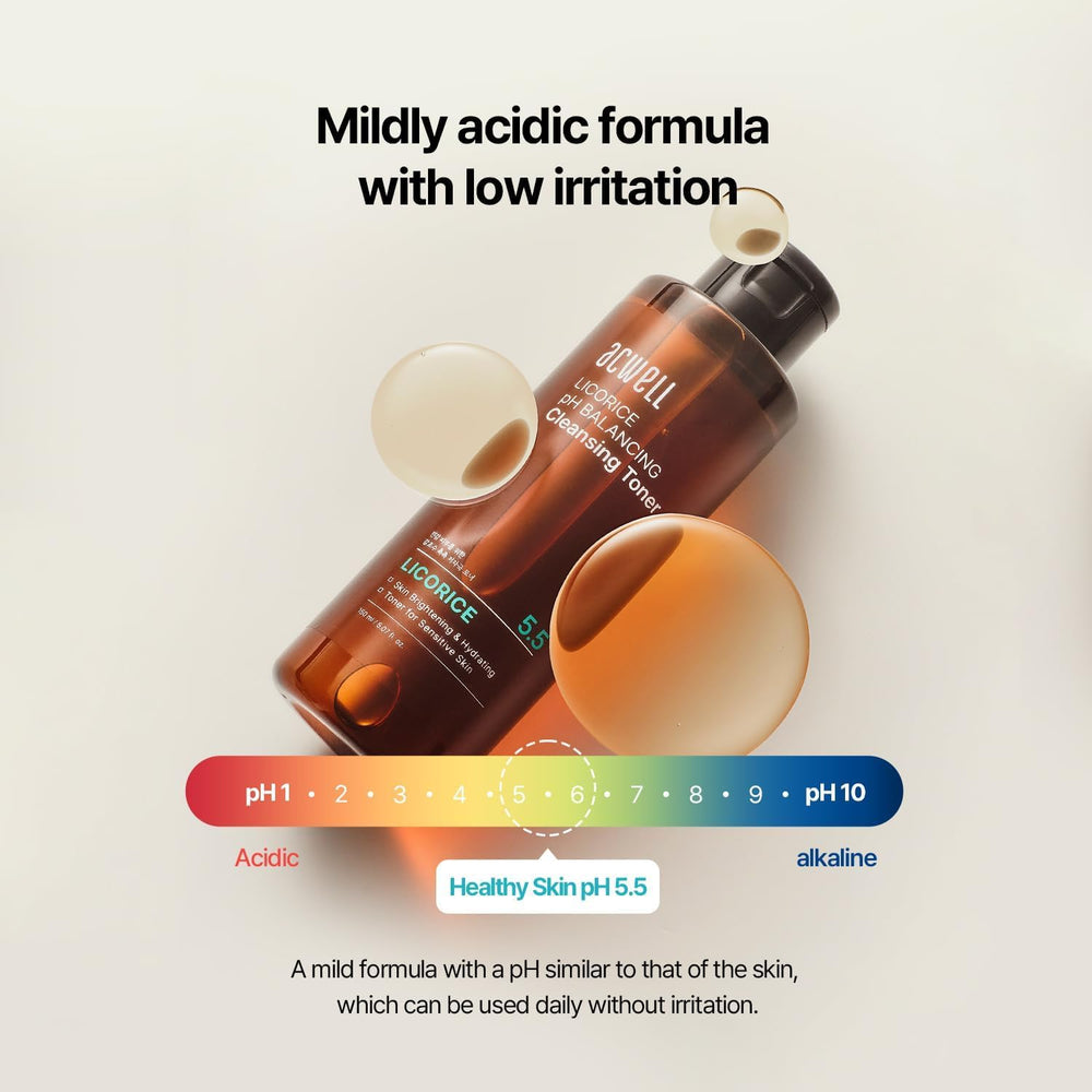 ACWELL Licorice Toner swiped across cheek for refreshing cleanse.