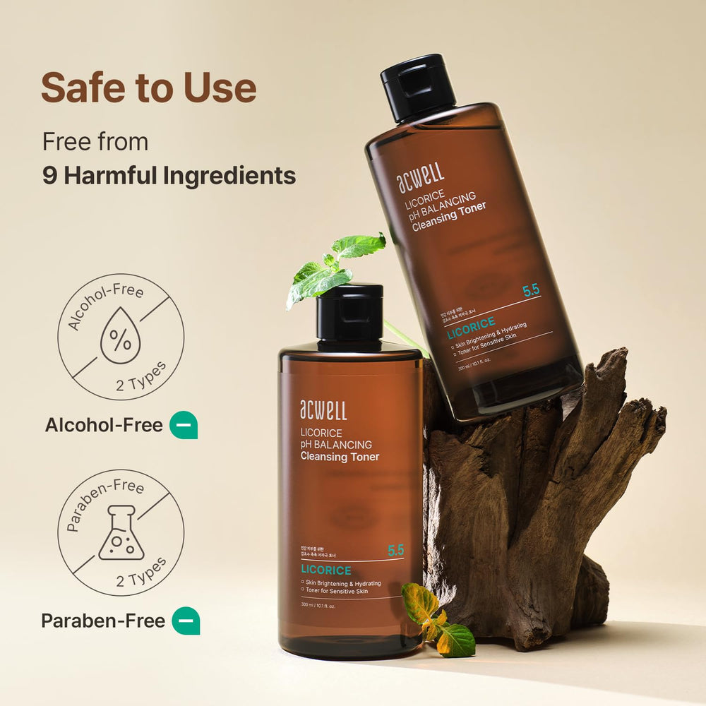ACWELL Licorice Toner pH balance graphic illustrating skin-friendly balance