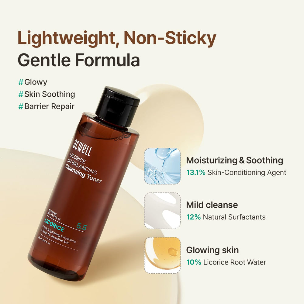 ACWELL Licorice Toner texture close-up highlighting a lightweight, soothing liquid