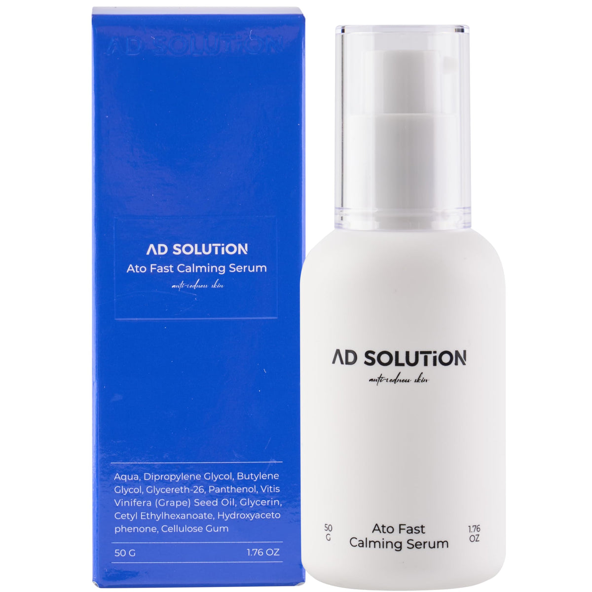 AD SOLUTION ATO bottle demonstrates soothing hydration for sensitive skin.