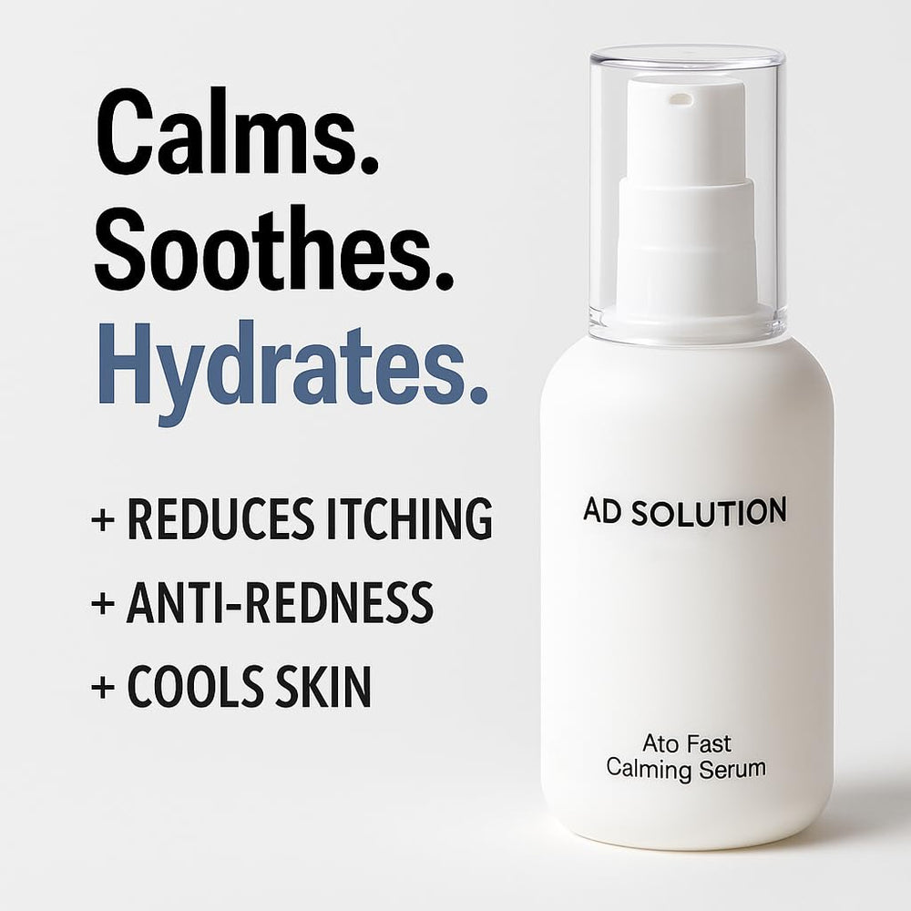 Close-up label of AD SOLUTION ATO shows dermatology-tested claim.