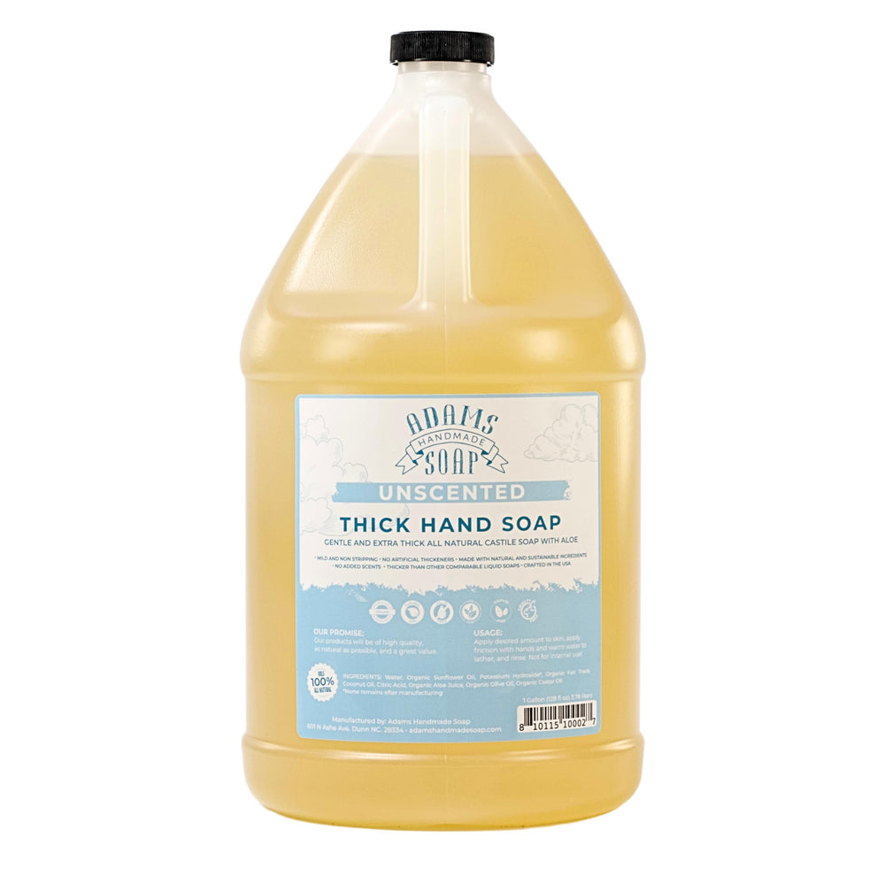 Adams Handmade Soap castile thick bottle pour shows concentrated hand wash