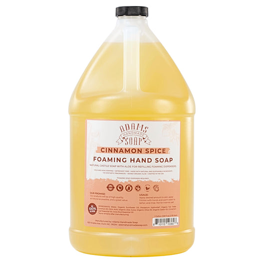 Adams Handmade Soap Cinnamon Spice foam bottle offers gentle cleansing for daily hand washing.