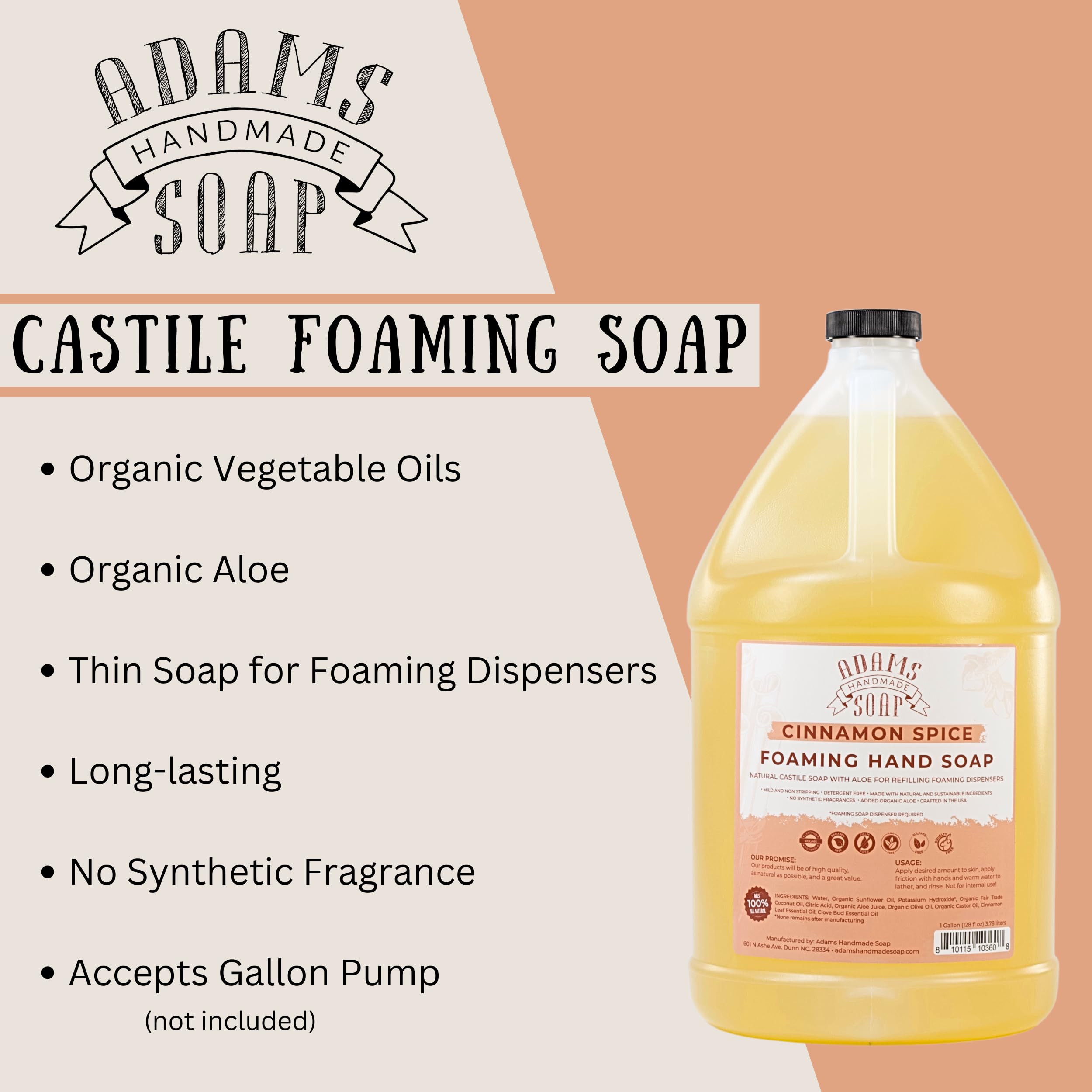 Adams Handmade Soap Cinnamon Spice foaming action delivering a rich, quick lather.