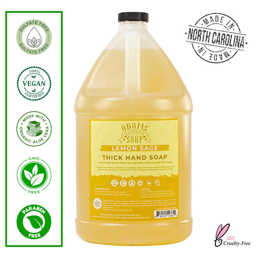 Adams Handmade Soap Lemon Sage pour shows easy refill and versatility.