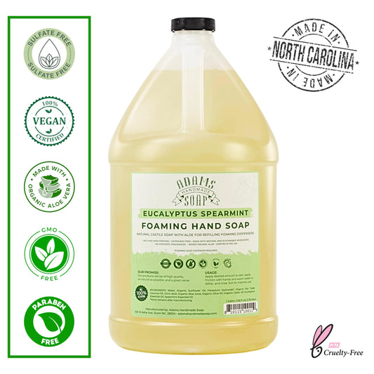 Adams Handmade Soap label close-up highlighting natural ingredients and eco-friendly castile formula