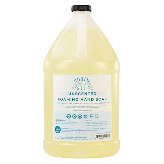 Adams Handmade Soap thin castile foaming hand soap refill bottle for easy dispenser use