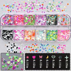 AddFavor flower glitter flakes add delicate texture to nails.