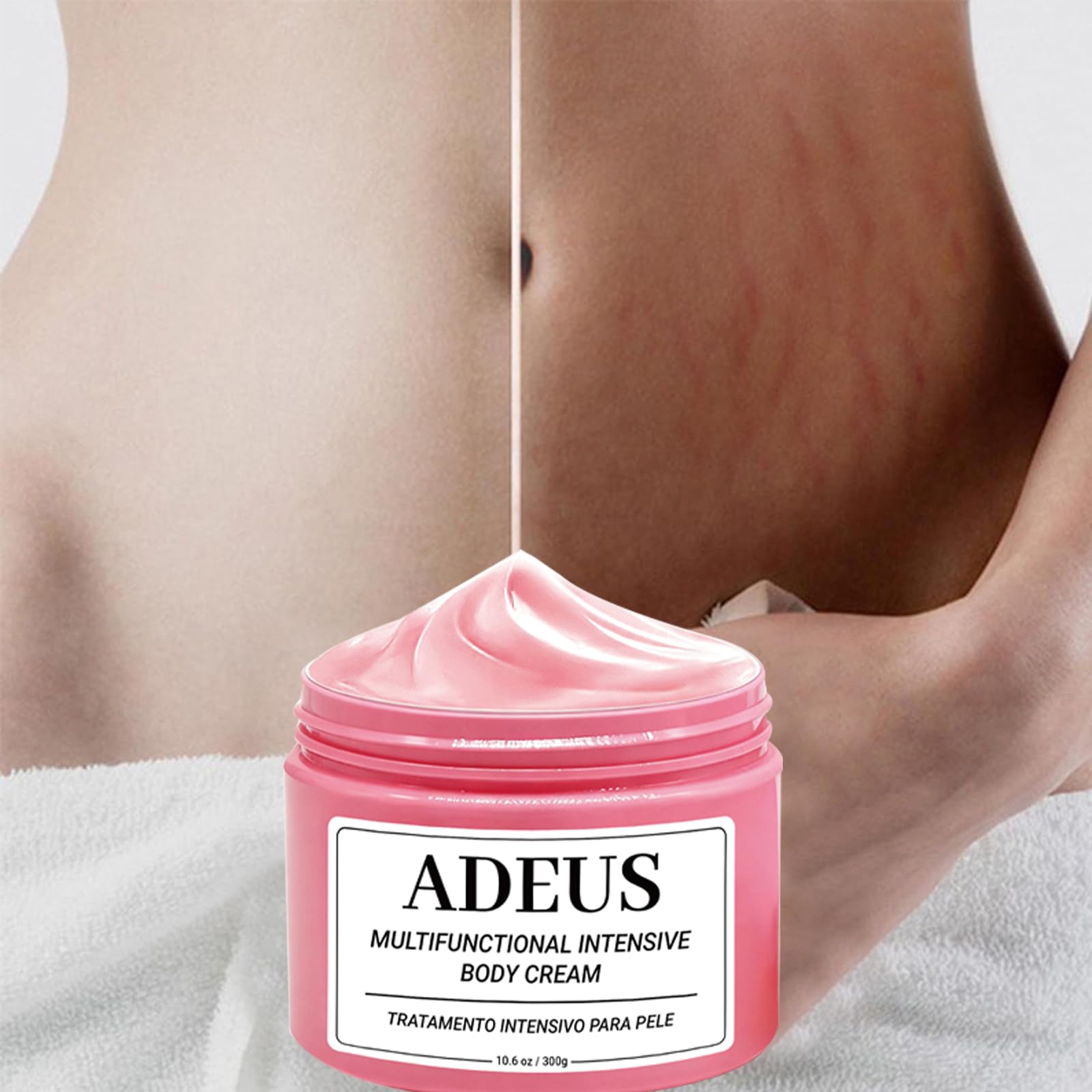 ADEUS 300g jar provides long-lasting hydration for full-body use.