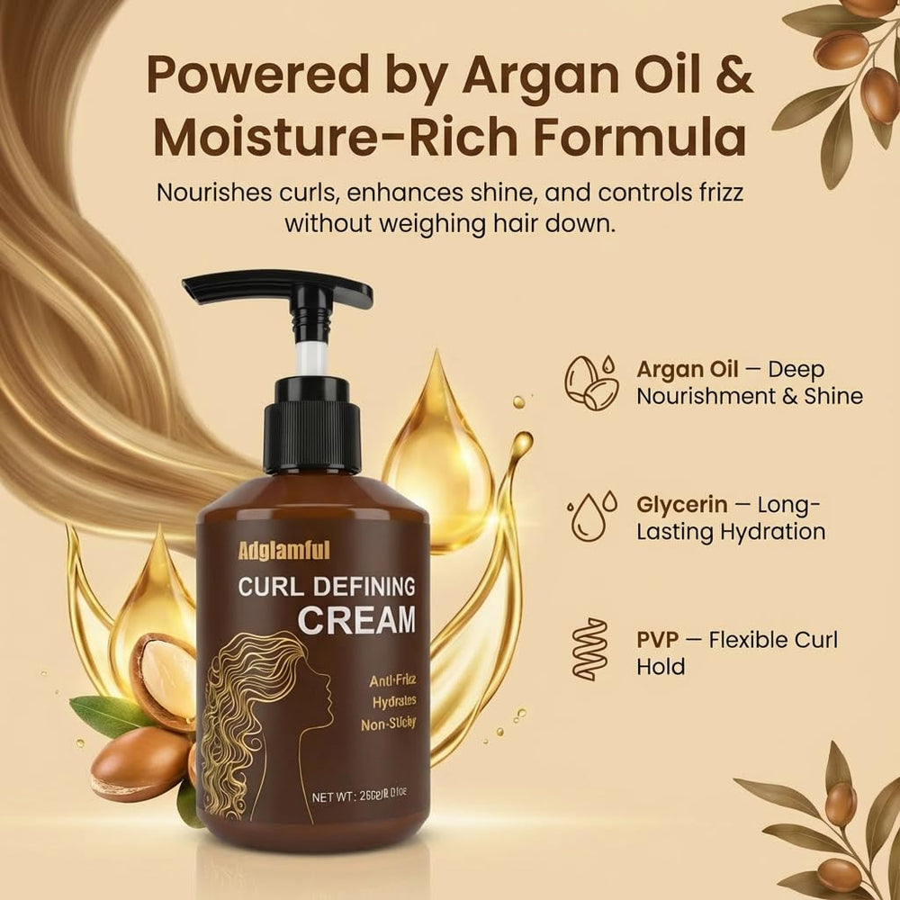 Adglamful being applied to palm illustrating effortless spread and hydration during styling