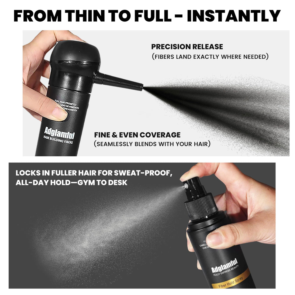 Adglamful dark brown hair-fiber powder dispense for thinning areas