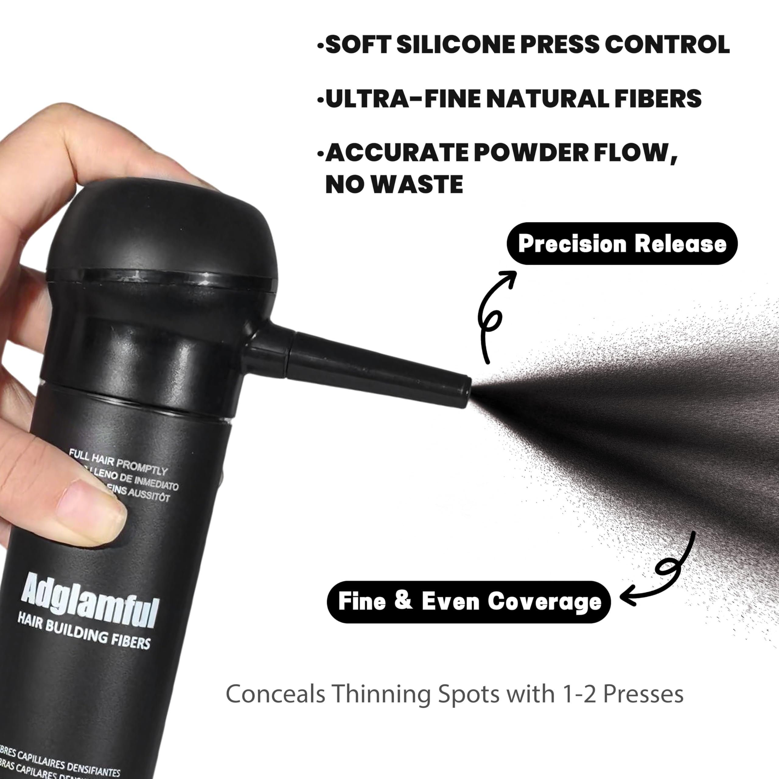 Adglamful fibers being applied along the hairline for natural density