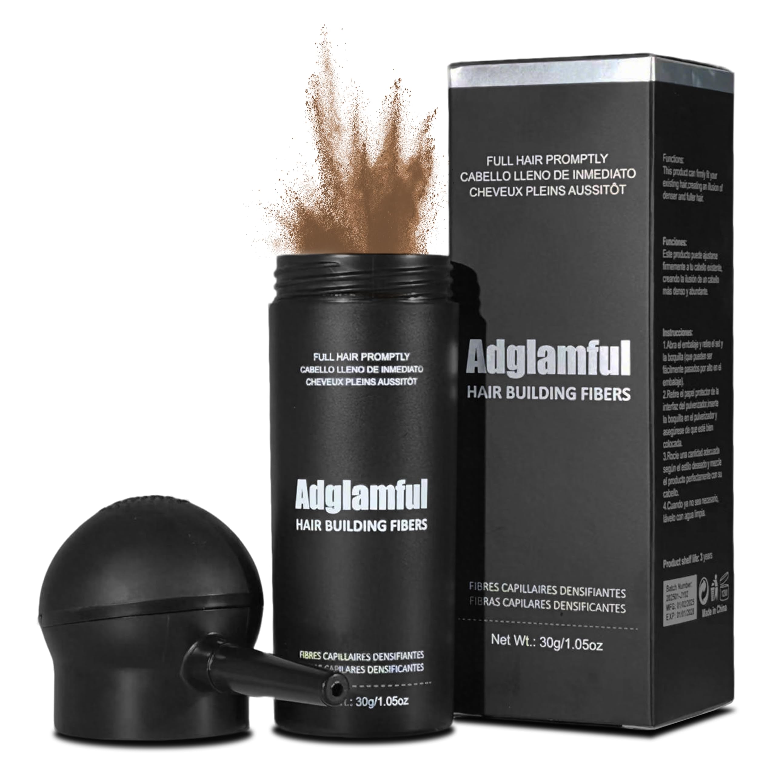 Adglamful hair fibers bottle-apply: precise spray for instant fuller hair