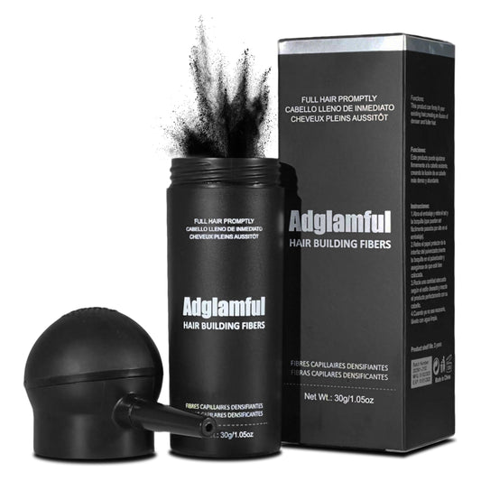 Adglamful Hair Fibers with spray applicator deliver precise coverage for thinning areas.