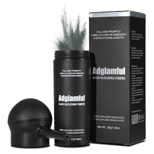 Adglamful Hair Fibers with spray applicator for precise thinning coverage