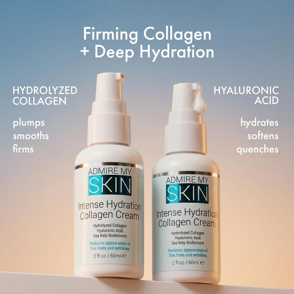 Admire My Skin Collagen Cream texture swatch on skin shows smooth absorption.