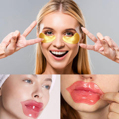 Adofect collagen eye mask during routine for revitalized eye area.