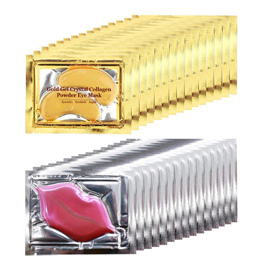 Adofect collagen lip mask with gold eye patches set hydrates lips and brightens under-eye skin.