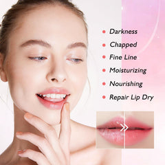 Adofect Peach Collagen Lip Mask application demonstrates easy, gentle lip care.