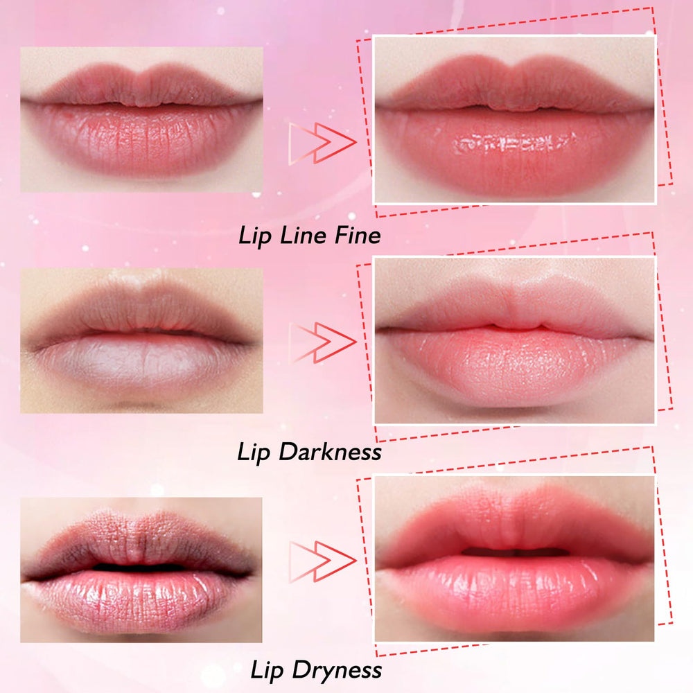 Adofect Peach Collagen Lip Mask closeup shows crystal gel texture for smoothing.