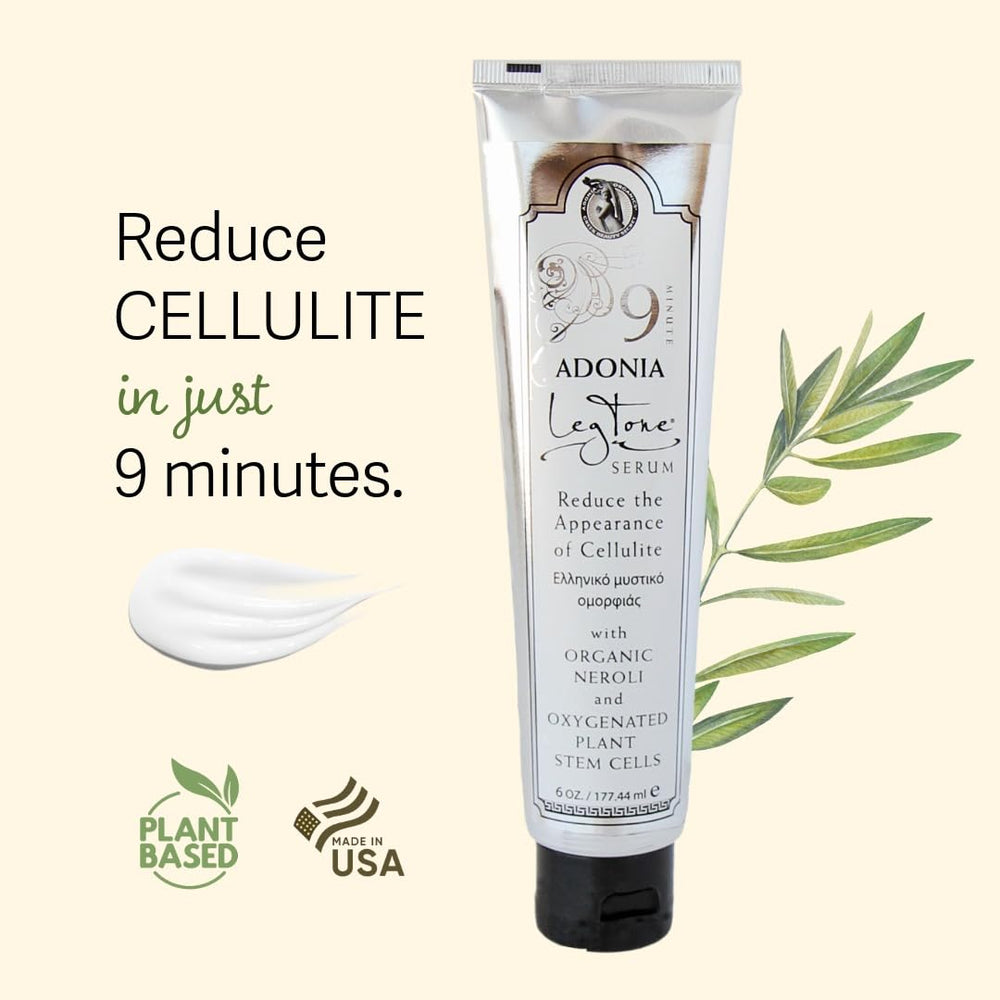 Adonia Organics LegTone cream on leg demonstrates quick absorption and non-greasy feel