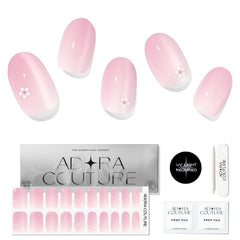 Adora Couture Pink Cherry gel strips on nails with salon-like shine.